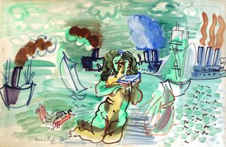 Baigneuse aux voiliers et au coquillage