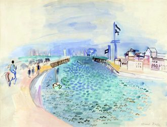 Cavaliers sur la jetée de Deauville