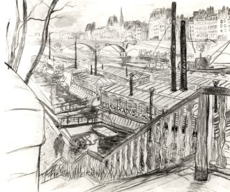 Les péniches sur la Seine près du Pont Marie