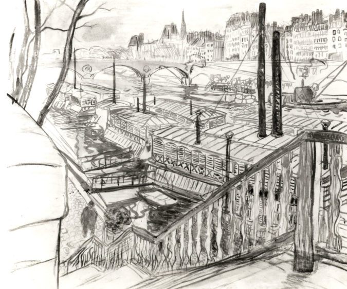 Les Péniches Sur La Seine Près Du Pont Marie