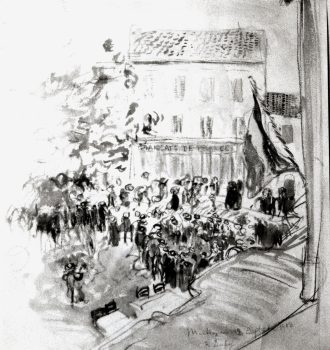 La fête aux Martigues devand Le Grand Café de France