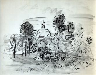Paysage aux charrettes