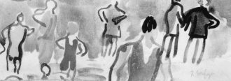 Etude de baigneurs sur la plage