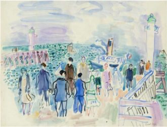 Promeneurs sur la jetée de Trouville