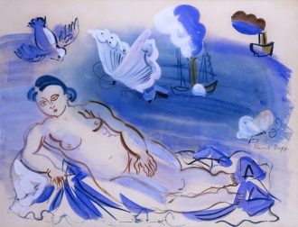 Nu bleu au papillon