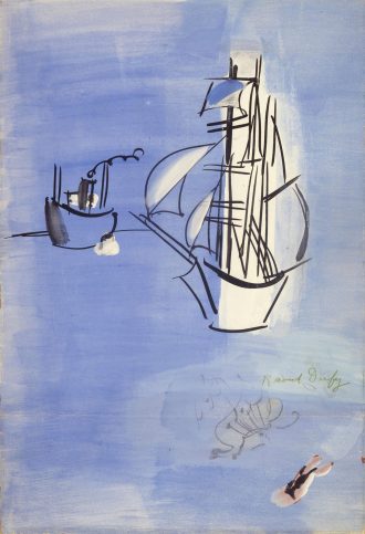 Bateaux et baigneuse