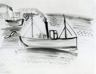 Bateaux et mouette