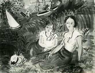 Personnages et rameurs ou personnages à Nogent