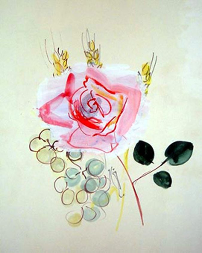 Rose Et épis De Blé (projet Pour L'herbier De Colette)