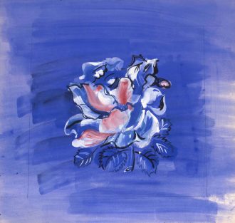 Rose au fond bleu