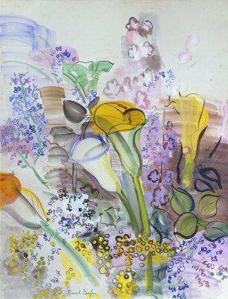 Bouquet d'arums et de fleurs des champs