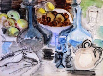 Nature morte. Deux carafes et théière