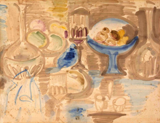 Nature Morte Aux Deux Verres Et Aux Deux Carafes
