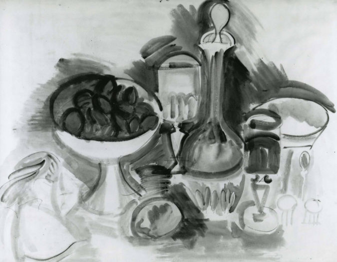 Nature Morte à La Carafe Et Au Compotier De Prunes