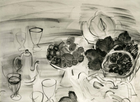 Nature Morte Avec Cafetière Et Fruits