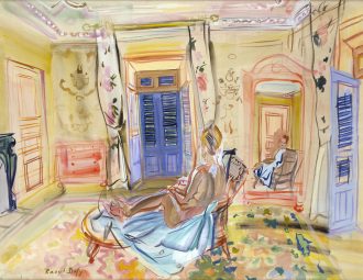 Nu au fauteuil dans la chambre à Aix-les-Bains