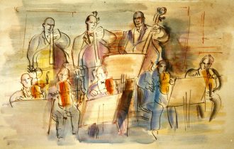 Orchestre de contrebasses et violons