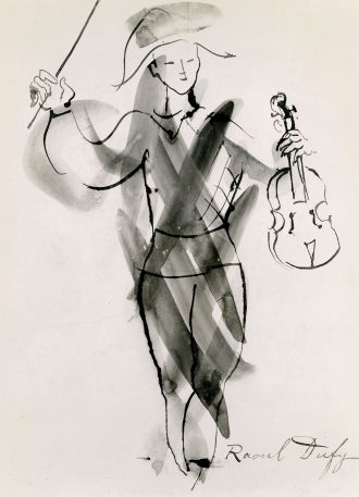 Arlequin au violon saluant