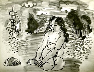 Baigneuse et voiliers