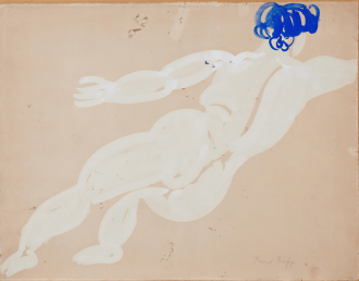 Nu blanc à la chevelure bleue