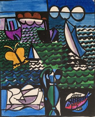 Composition, régates et papillons