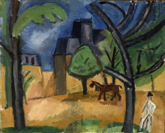 Cavaliers et promeneurs au bois