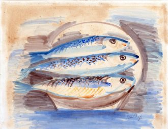 Composition aux trois poissons dans une assiette