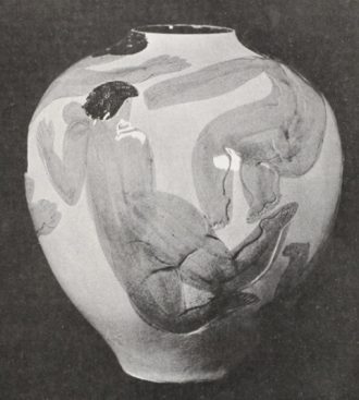 Vase aux baigneuses sur fond blanc