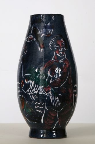Vase aux naïades, poissons et volatiles